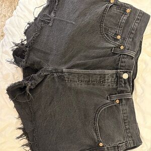 Black Distressed Denim Shorts